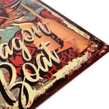 Dragon Boat Embossed Tin Sign with Red Dragon